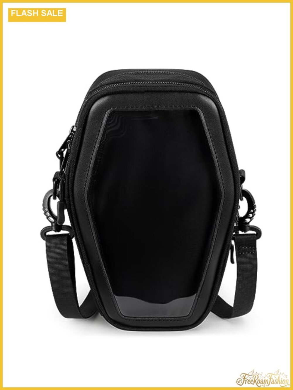 Ita Coffin Purse with Insert Gothic Crossbody Bag for Halloween Clear PVC Oxford